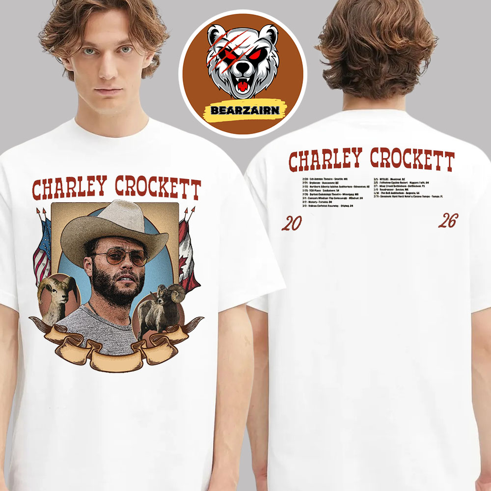 Charley Crockett Event Poster North American Tour 2026 Dates List Two Sided Unisex T-Shirt