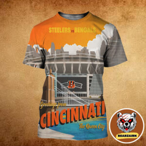 Cincinnati Bengals Vs Pittsburgh Steelers Matchup Poster Greetings From Cincinnnati The Queen City NFL Gameday 2025 All Over Print Shirt
