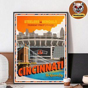 Cincinnati Bengals Vs Pittsburgh Steelers Matchup Poster Greetings From Cincinnnati The Queen City NFL Gameday 2025 Home Decor Poster Canvas