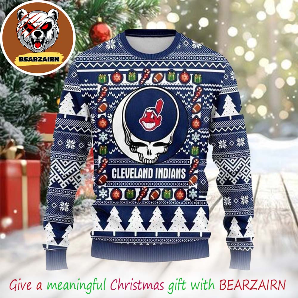 Cleveland Indians Grateful Dead MLB 2025 Christmas Ugly Sweater Cleveland Indians Grateful Dead MLB 2025 Christmas Ugly Sweater