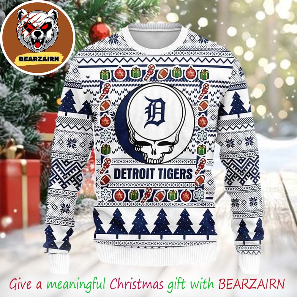 Detroit Tigers Grateful Dead MLB 2025 Christmas Ugly Sweater Detroit Tigers Grateful Dead MLB 2025 Christmas Ugly Sweater