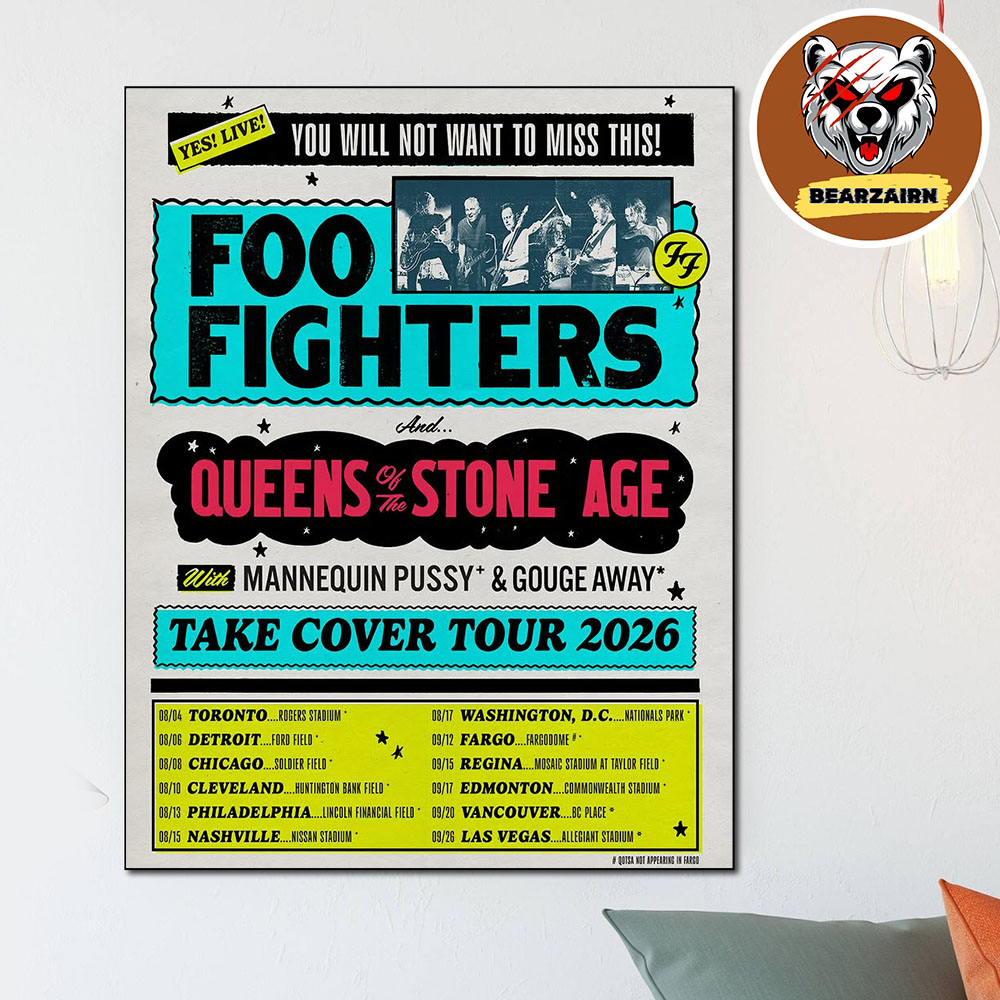 Foo Fighters Event Poster Take Civer Tour 2026 Dates List Home Decor Poster Canvas Foo Fighters Event Poster Take Civer Tour 2026 Dates List Home Decor Poster Canvas