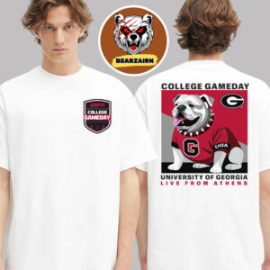 Georgia Bulldogs Football College GameDay Georgia Mascot Tee University Of Georgia At Sanford Stadium Athens GA Two Sided Unisex T-Shirt