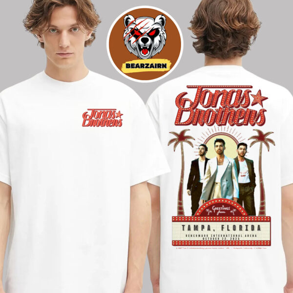 Jonas Brothers Veneus Tee Greetings From Tampa FL At Benchmark International Arena On October 22 2025 Two Sided Unisex T-Shirt