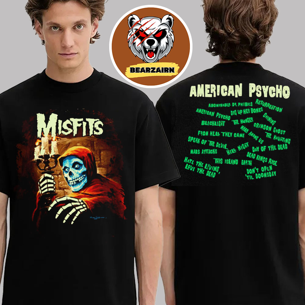 Misfits Merch Tee American Psycho Two Sided Unisex T-Shirt Misfits Merch Tee American Psycho Two Sided Unisex T-Shirt
