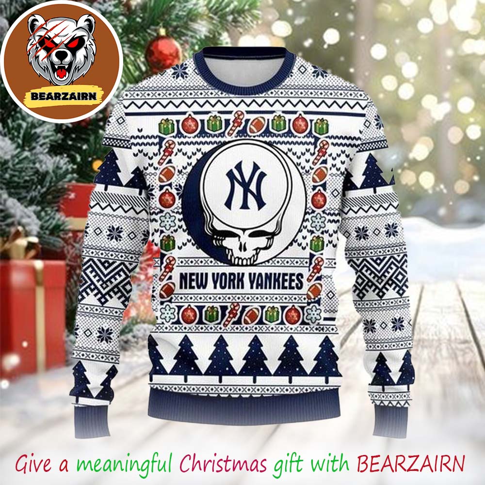 New York Yankees Grateful Dead MLB 2025 Christmas Ugly Sweater New York Yankees Grateful Dead MLB 2025 Christmas Ugly Sweater