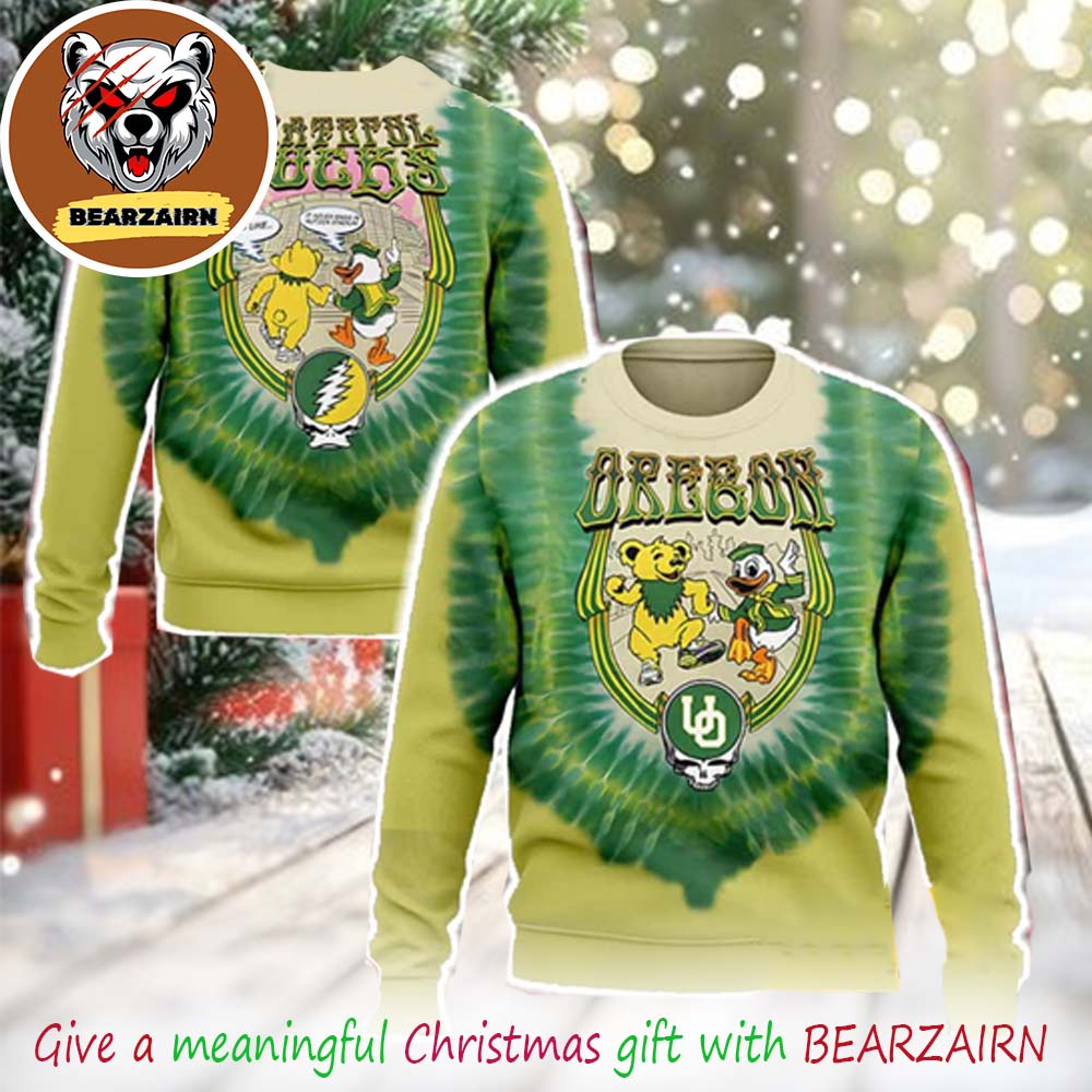 Oregon Ducks X Grateful Dead Tribute Collaboration Chirstmas 2025 Gift For Fans Ugly Sweater Oregon Ducks X Grateful Dead Tribute Collaboration Chirstmas 2025 Gift For Fans Ugly Sweater