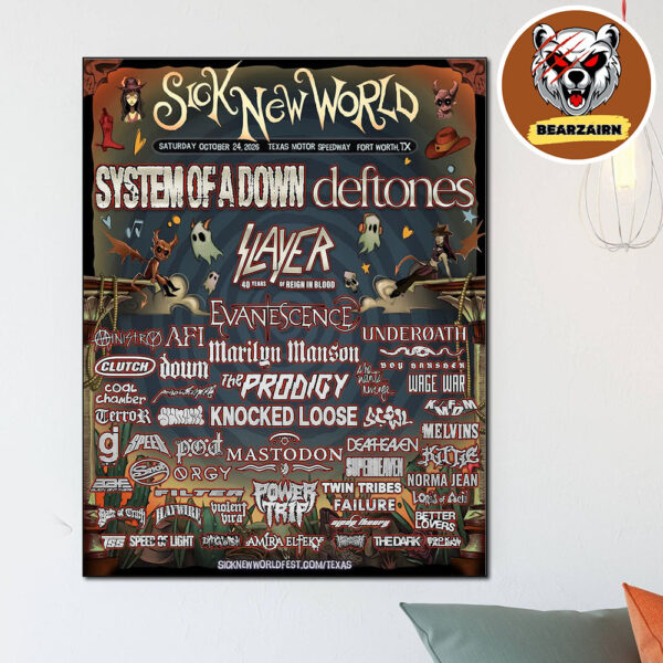 Sick New World 2026 Event Poster Line Up At Texas Motor Speedway In Fort Worth TX On October 24 2026 Home Decor Poster Canvas