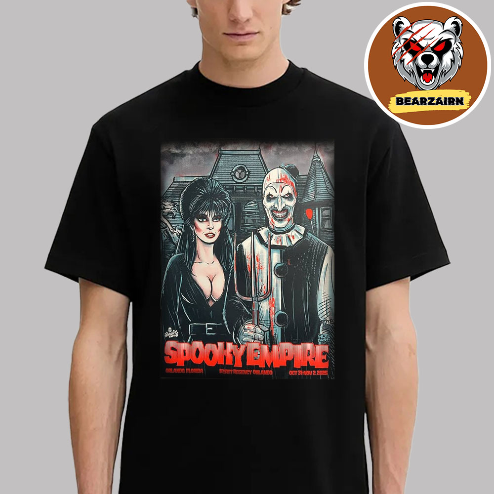 Spooky Empire Halloween Poster In Orlando Florida At Hyatt Regency Orlando On October 31 And November 2 2025 The Clown In Terrifier Artwork Unisex T-Shirt Spooky Empire Halloween Poster In Orlando Florida At Hyatt Regency Orlando On October 31 And November 2 2025 The Clown In Terrifier Artwork Unisex T-Shirt