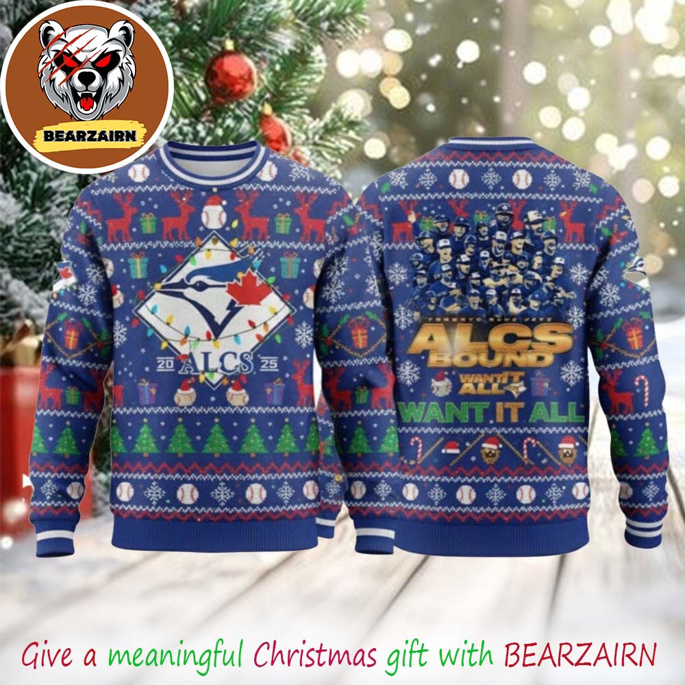 Toronto Blue Jays 2025 ALCS Champions MLB Ugly Christmas Sweater Toronto Blue Jays 2025 ALCS Champions MLB Ugly Christmas Sweater