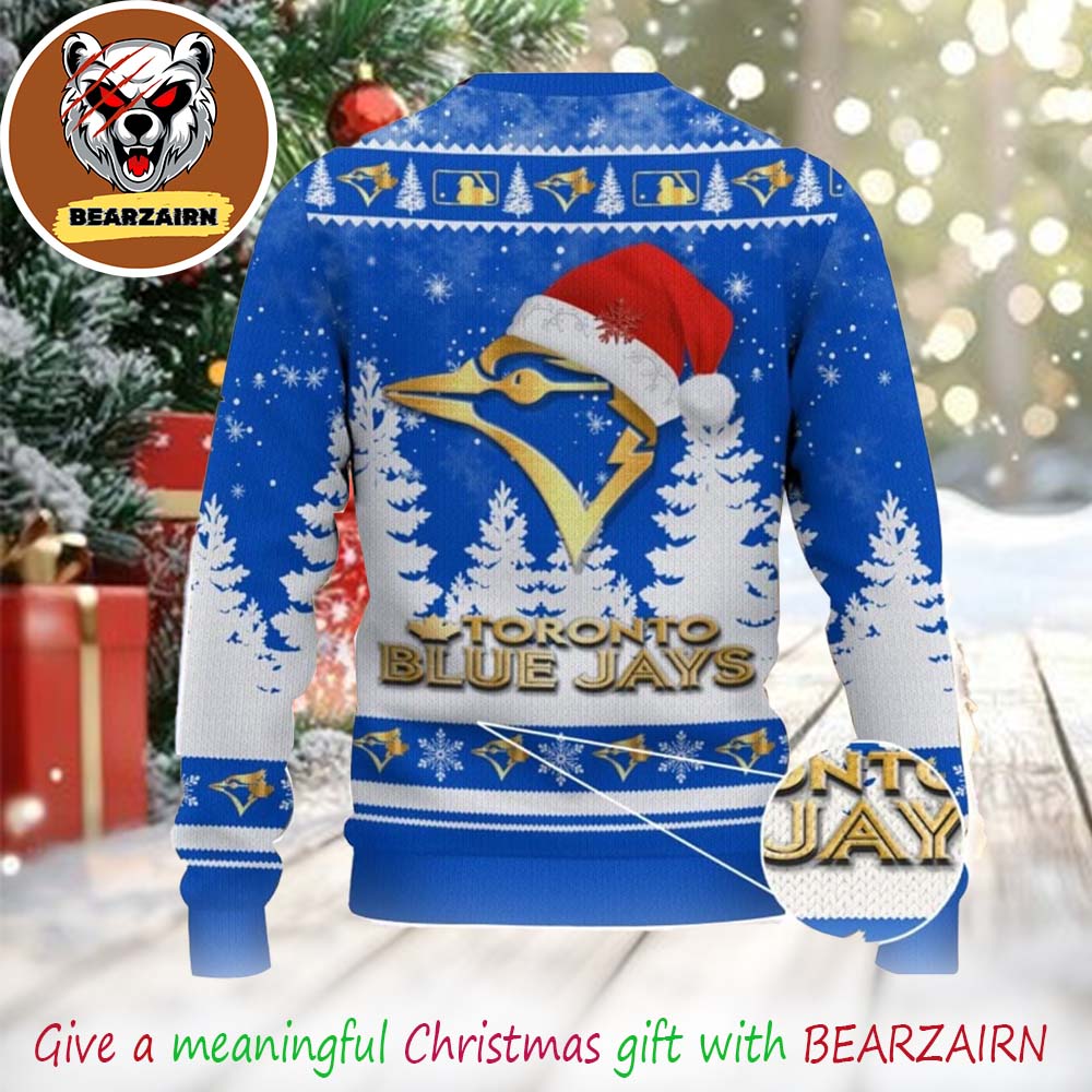 Toronto Blue Jays MLB Gold Logo Champions World Series 2025 Ugly Christmas Sweater Toronto Blue Jays MLB Gold Logo Champions World Series 2025 Ugly Christmas Sweater