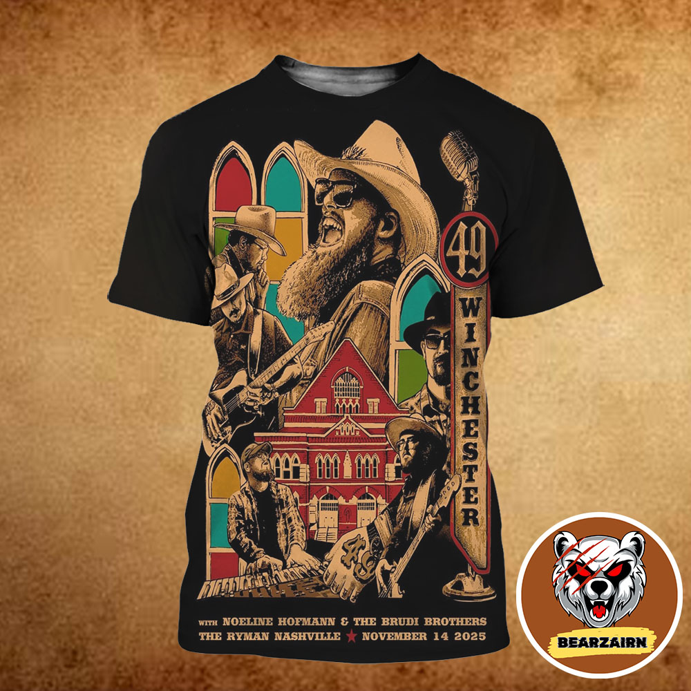 49 Winchester Event Poster Night 1 At Ryman Auditorium In Nashville Tennessee On November 14 2025 All Over Print Shirt 49 Winchester Event Poster Night 1 At Ryman Auditorium In Nashville Tennessee On November 14 2025 All Over Print Shirt