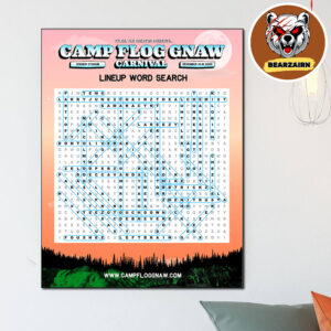 Camp Flog Gnaw Carnival 2025 Merch Poster Lineup Word Search At Dodgers Stadium On November 15 And 16 2025 Home Decor Poster Canvas