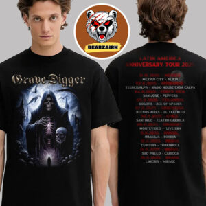 Grave Digger Merch Tee Latin America Anniversary Tour 2025 Schedule Two Sided Unisex T-Shirt