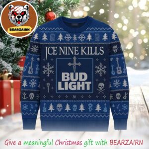 Ice Nine Kills X Bud Light Knitted Heavy Metal Holiday Band Merchandise 2025 Ugly Christmas Sweater