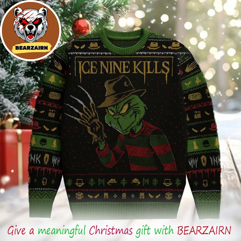 Ice Nine Kills X Grinch New Christmas 2025 Collection A Nightmare In Whoville Horror Band Metalcore Holiday Ugly Christmas Sweater