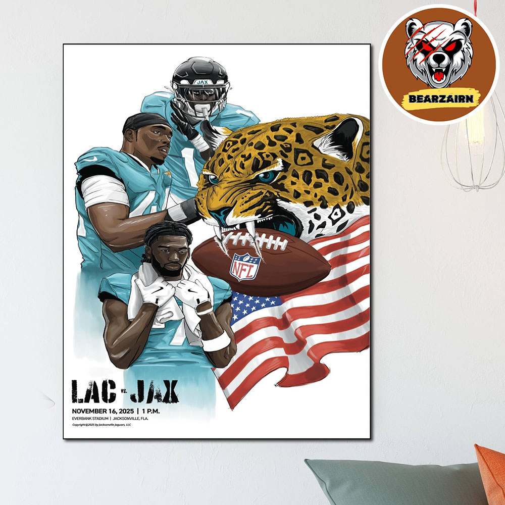 Jacksonville Jaguars Vs Los Angeles Chargers Matchup Poster Salute To Service Gameday NFL On November 16th 2025 Home Decor Poster Canvas