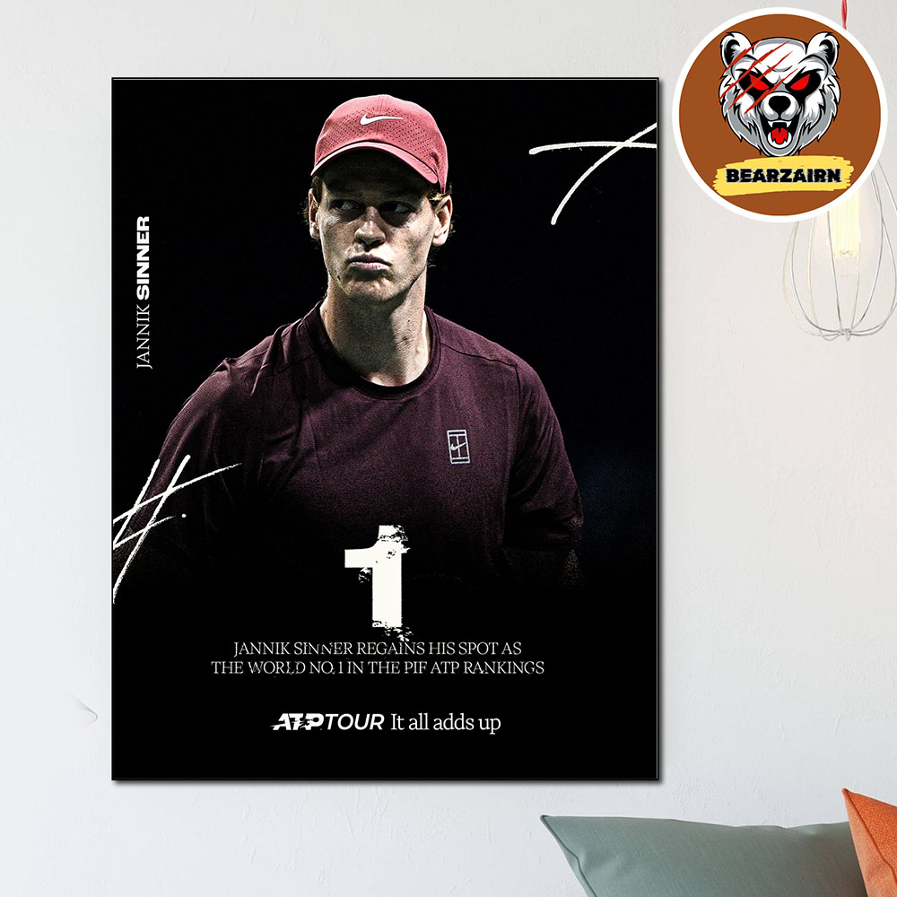 Jannik Sinner Is The World No 1 In The PIF ATP Rankings Home Decor Poster Canvas Jannik Sinner Is The World No 1 In The PIF ATP Rankings Home Decor Poster Canvas