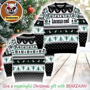 Lacuna Coil Logo Black And White Xmas 2025 Ugly Christmas Sweater