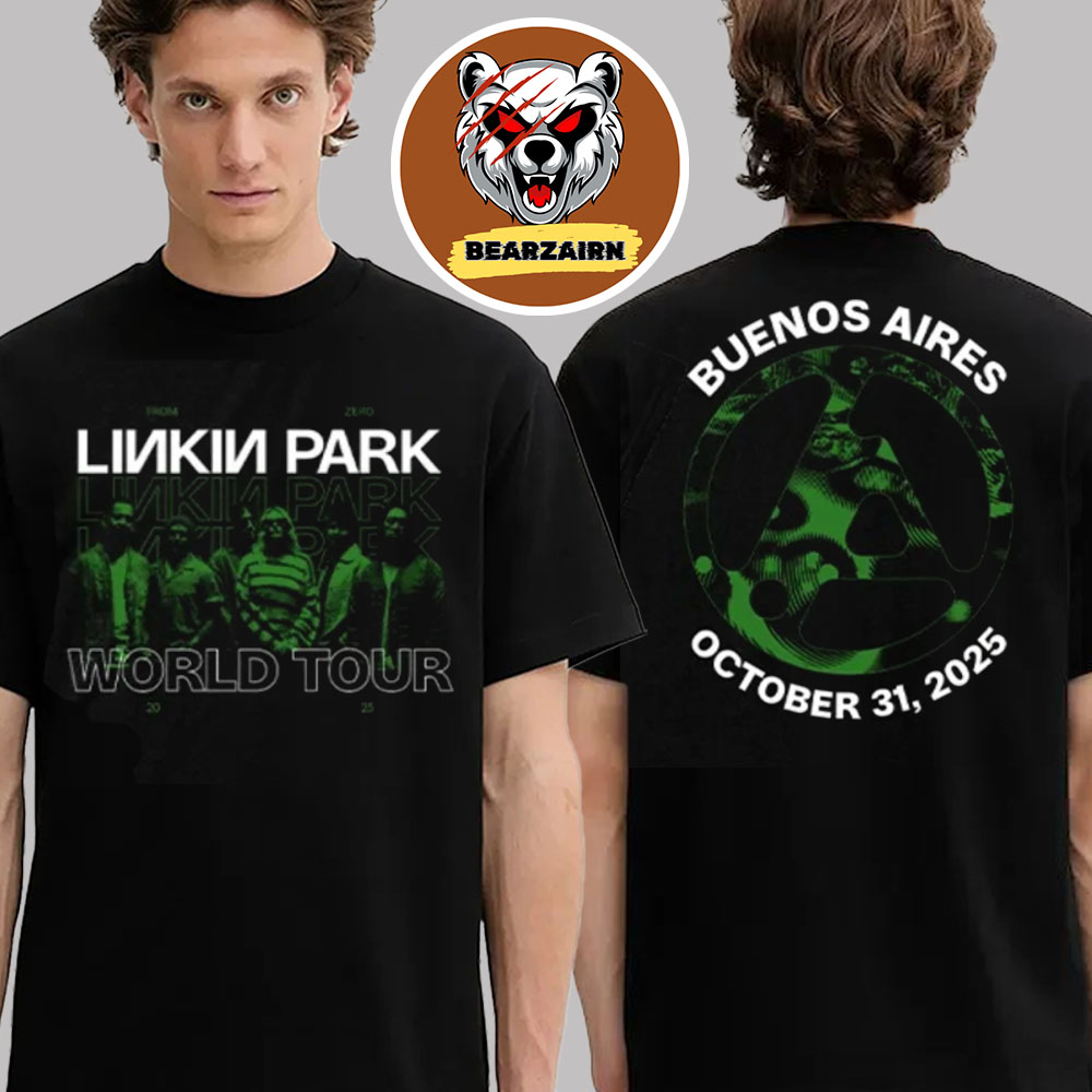 Linkin Park From Zero Buenos Aires 2025 Merch Tee In Argentina Parque De La Ciudad On October 31 2025 Two Sided Unisex T-Shirt Linkin Park From Zero Buenos Aires 2025 Merch Tee In Argentina Parque De La Ciudad On October 31 2025 Two Sided Unisex T-Shirt