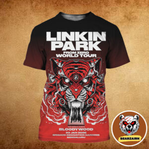 Linkin Park From Zero Event Poster In Bengaluru At Brigade Innovation Gardens On January 23th 2026 World Tour With Bloodywood The Tiger Artwork All Over Print Shirt