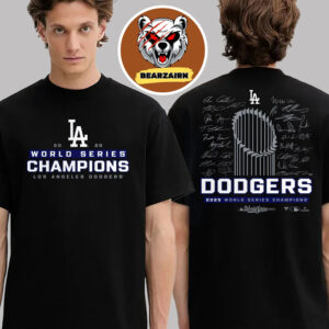 Los Angeles Dodgers 2025 World Series Champions Big And Tall Signature Roster Two Sided Unisex T-Shirt