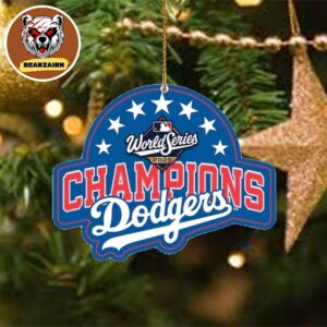 Los Angeles Dodgers 2025 World Series Champions Sticker Blue Red White Xmas Ornament