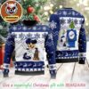 MLB Los Angeles Dodgers Logo LA And Snow Blue And White 2025 Ugly Christmas Sweater
