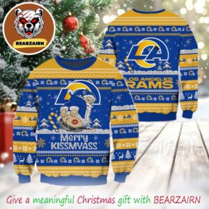 Los Angeles Rams NFL 2025 Funny Santa Claus Merrykissmyass Christmas Ugly Sweater
