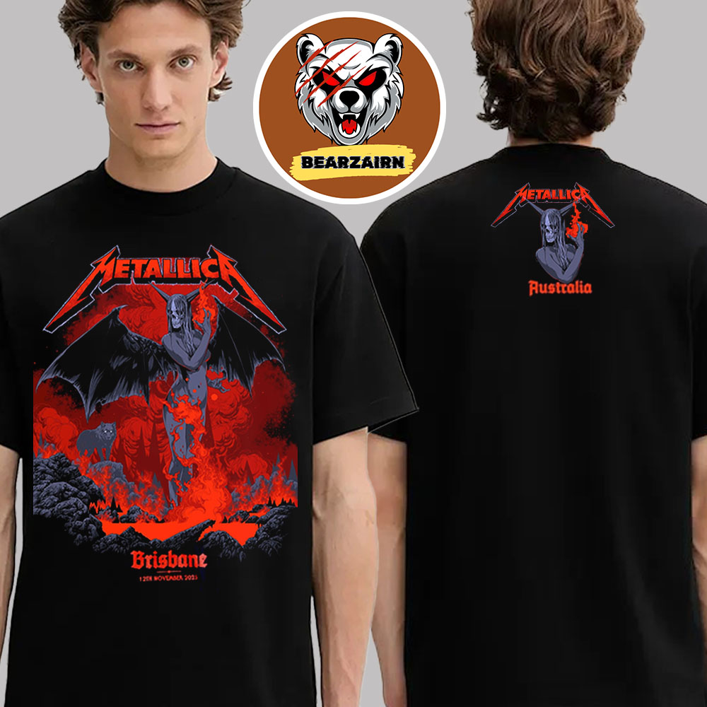 Metallica M72 Brisbane 2025 Pop Up Shop Merch Tee At Suncorp Stadium In Brisbane Australia On November 12th 2025 Two Sided Unisex T-Shirt Metallica M72 Brisbane 2025 Pop Up Shop Merch Tee At Suncorp Stadium In Brisbane Australia On November 12th 2025 Two Sided Unisex T-Shirt