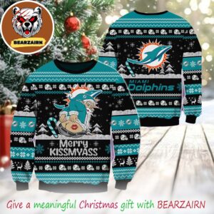 Miami Dolphins NFL 2025 Merrykissmyass Funny Santa Claus Christmas Ugly Sweater