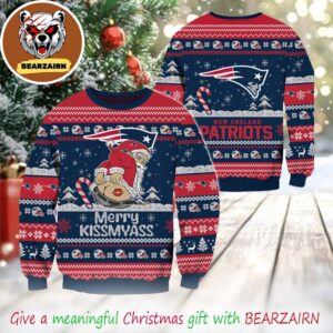 New England Patriots NFL Funny Santa Claus Merrykissmyass 2025 Christmas Ugly Sweater