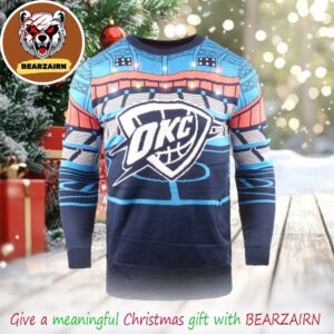 Oklahoma City Thunder NBA Light Up Stadium 2025 Christmas Ugly Sweater