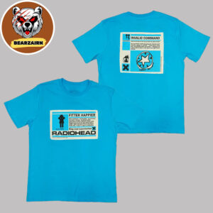 Radiohead Fitter Happier Cyan Blue Patch Europe Tour 2025 Two Sided Unisex T-Shirt
