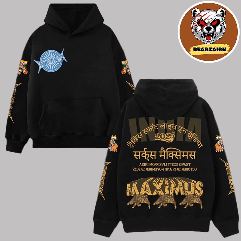 Travis Scott India Tour 2025 Merch Travis Live In Delhi Black Topia On October 18th And 19th November 19th 2025 Unisex Hoodie Travis Scott India Tour 2025 Merch Travis Live In Delhi Black Topia On October 18th And 19th November 19th 2025 Unisex Hoodie